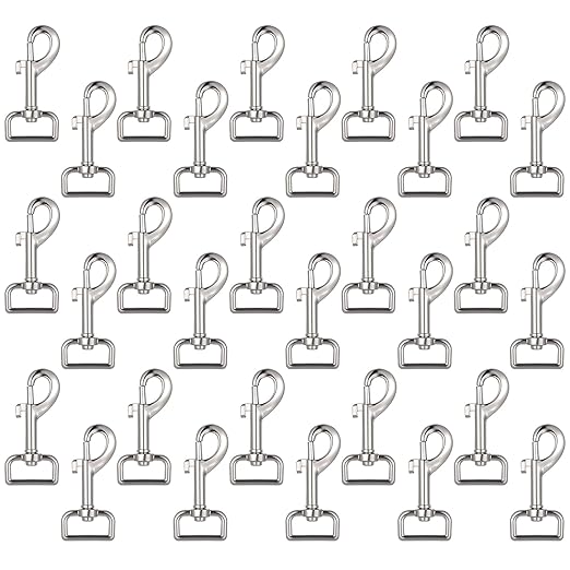 YUXIANLB 30 Pcs Heavy Duty Swivel Snap Hooks for Dog Leash, 3 Inch Flag Clasp Single Ended Clip Hooks, Multipurpose Bolt Snap for Keychain, Camera Strap, Pet Leash & Collar