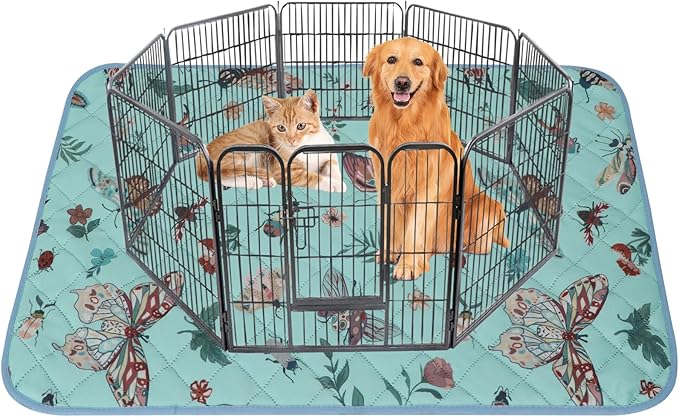 IEUUMLER Washable Pee Pads for Dogs, 1 Pack Insect Pattern Reusable Waterproof Puppy Potty Pads, Non-Slip Absorbent Pet Training Pads for Playpen Crate Bed EU014