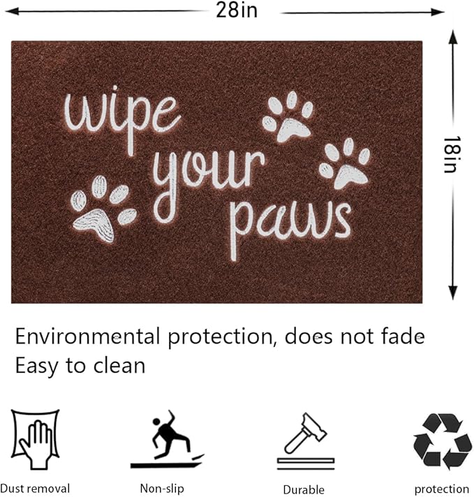 Welcome Door Mats for Outdoor Entrance Funny Door Mat Wipe Your Paws Floor Mat, Welcome Mats for Front Door Indoor Non Slip Backing Rubber Mat for Outside Dog