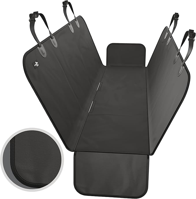 Active Pets Dog Car Seat Cover for Back Seat, Waterproof Pet Hammock Protector, Durable Nonslip Seat Protection SUV Truck, Standard 53"x56", Black