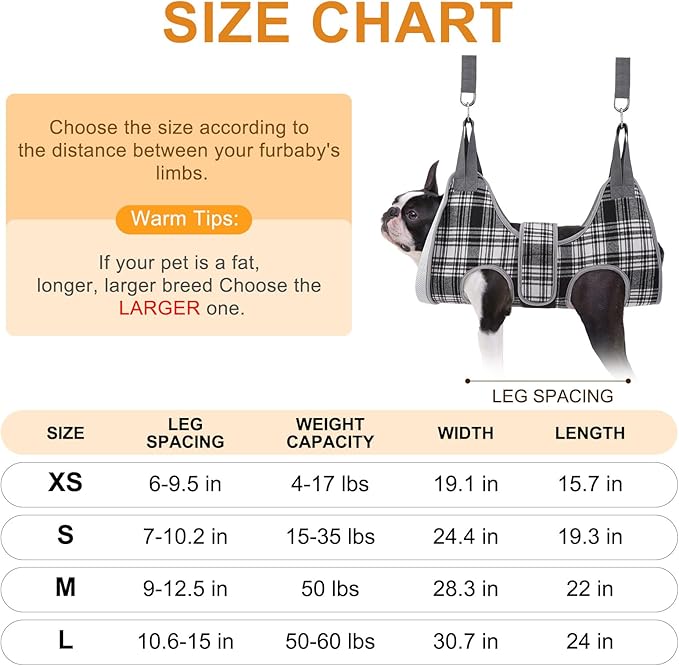 BEAUTYZOO Dog Grooming Hammock, Medium Dog Sling for Nail Trimming, Dog Hanging Harness for Claw Care with Thick Fabric Neck Support Wide Strap Restraint Cat Grooming Hammock, Black M