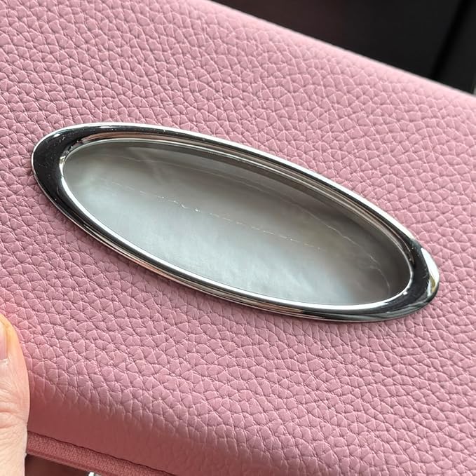Car Tissue Holder, Sun Visor Tissue Holder, Zipper Car Visor Napkin Holder, PU Leather Backseat Tissue Case for Car,Vehicle (Pink)