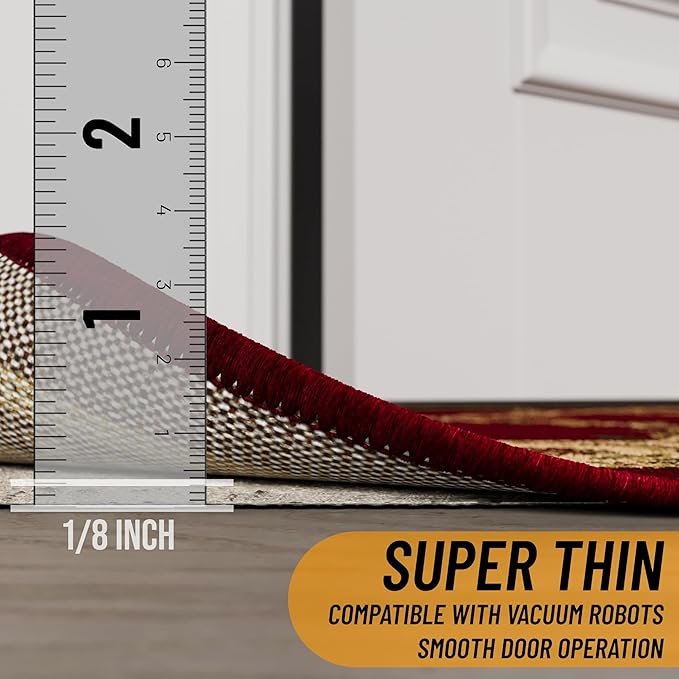 Ottomanson 4' x 7'8" Non-Slip Rug Pad Gripper 1/12 Inch Ultra Thin Dual Surface Felt + Rubber Gripper - Safe for All Floors, Cream