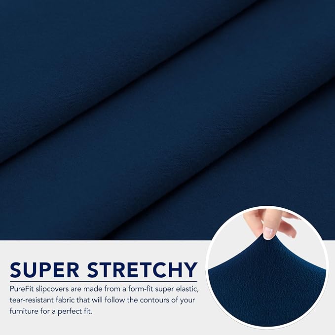 PureFit 100% Dual Waterproof Couch Cover Slipcovers for Couches and Sofas - Stretch Non Slip Fleece Sofa Covers Washable, Leakproof Furniture Protector for Kids, Pets, Dog (Loveseat, Navy)