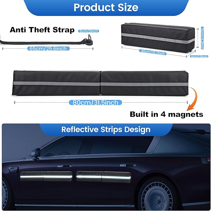 Magnetic Car Door Protector Removable Car Door Guard - Prevents Dents and Scratches for Vehicles (Black) 2 Pack