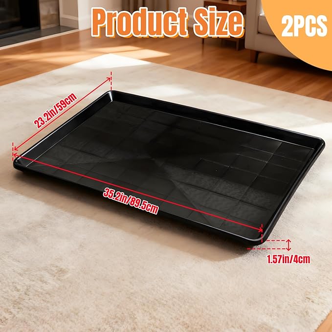 2 Pack Dog Crate Tray, 35.2" L x 23.2" W ChewProof Replacement Pan for Dog Crate, Large Plastic Bottom Pan Liner Drip Trays Pan for Pet Crates Kennels