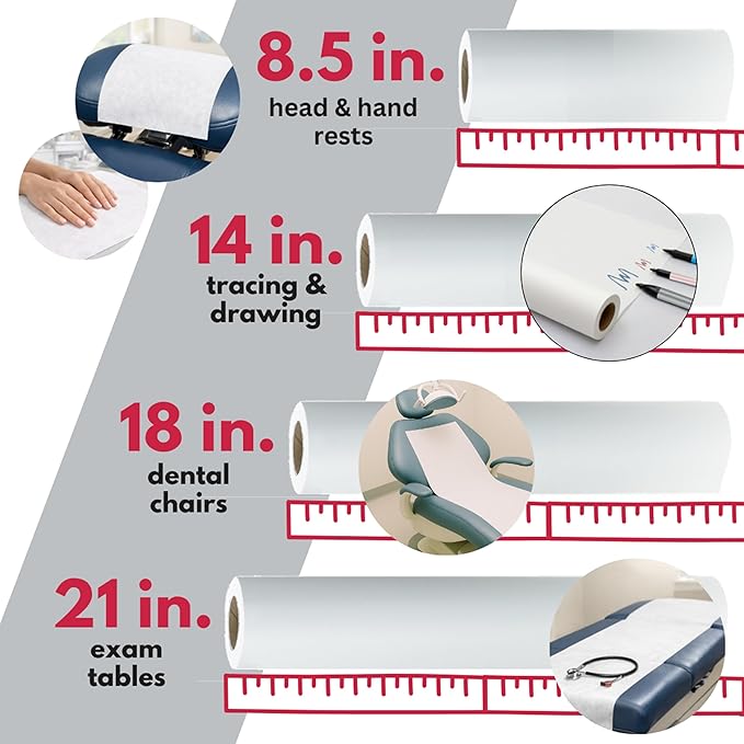 Dealmed Exam Table Paper (12 Rolls) 21” x 225' Smooth, White Medical Exam Cover for Doctor’s Offices, Medical Facilities, Patternmaking, Tracing and More