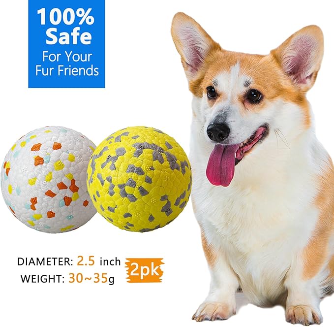 POUPUA 2-Pack Super Bouncy Dog Balls — Lightweight & Safe (Won’t Hurt Dogs), Indestructible Tennis Balls for Aggressive Chewers, Durable Floating Fetch Toys for Small & Medium Dogs