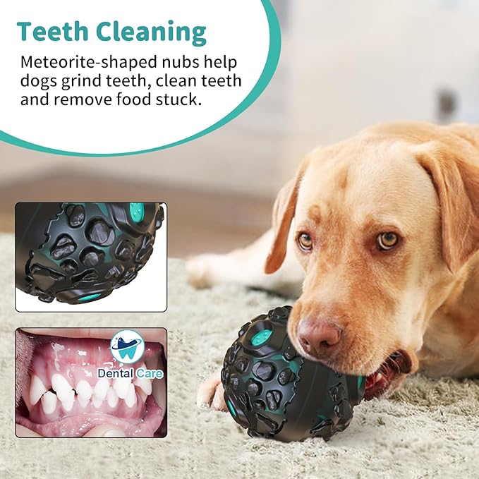 JoyBruko Dog Ball for Aggressive Chewers - Interactive Dog Toy Giggle Balls Fun Squeaky Sound to Keep Them Busy, Durable for Small Medium Large Breeds, Rubber Chew Toy As Seen on TV, Black & Lake Blue
