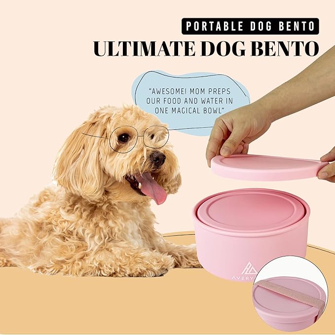 AVERYDAY 50 Oz Travel Dog Bowls with Lids, 2-in-1 Portable Pet Bowls for Food and Water, Leakproof Travel Dog Food & Water Bowl for Outdoor, Camping, Travel Dog Feeding Bowl, Daycare Pet Bowls