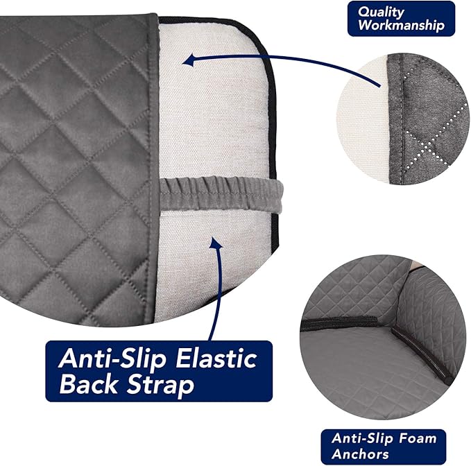 PureFit Reversible Quilted Sofa Cover, Water Resistant Slipcover Furniture Protector, Washable Couch Cover with Non Slip and Elastic Straps for Kids, Dogs, Pets (Sofa, Gray/Light Gray)