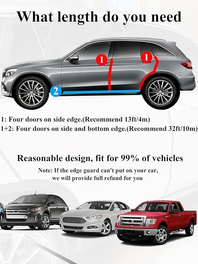 SYOAUTO 13Ft(4M) Door Edge Guard Black Car Door Protector Edge Guards Rubber Auto Door Trim U Shape Build in Metal Sheet No Need Adhesive Easy to Cut Fit for Most Vehicles