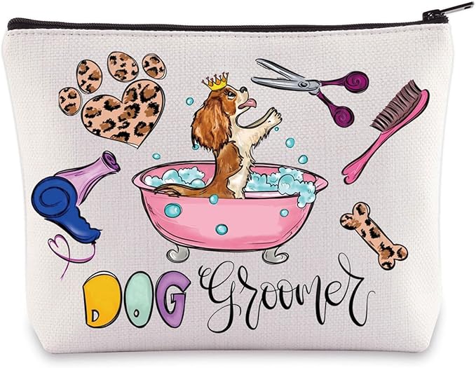 WZMPA Dog Groomer Cosmetic Bag - Pet Grooming Gift Zipper Pouch For Dog Salon & Lover