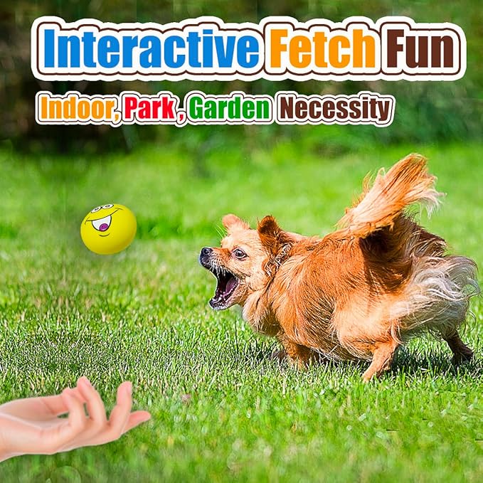 PUPATTIC Squeaky Dog Toys for Small Dogs 2.2", Flat Squeaky Dog Balls Small Dog Toy Ball, Latex Dog Squeaky Toys Ball Indoor, Outdoor