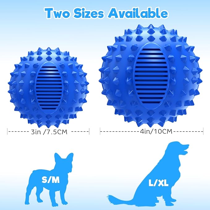 petizer 4" Squeaky Dog Balls for Aggressive Chewers, Durable Interactive Spiky Ball for Teething, Indestructible Rubber Dog Chew Toys, Tough Pet Toys for Small, Medium & Large Breeds