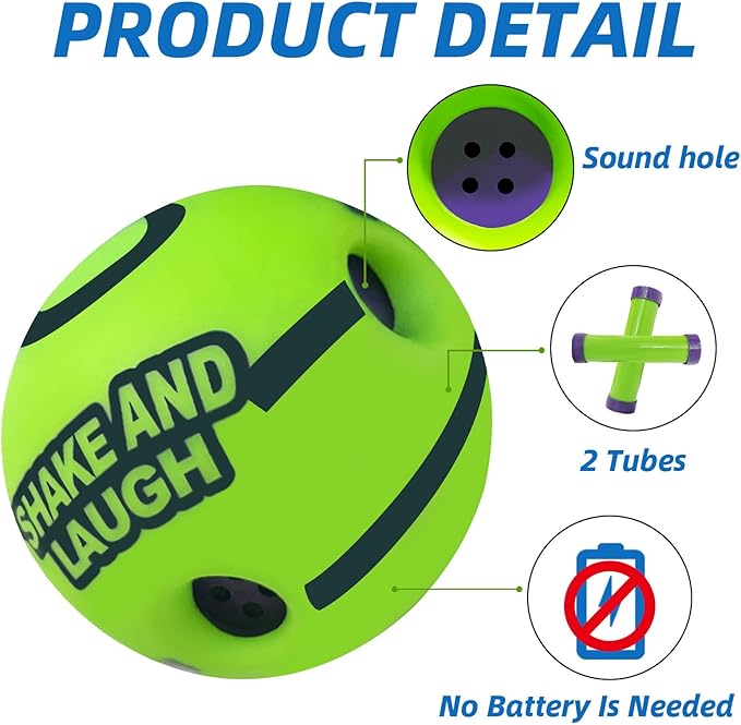 SHAKE AND LAUGH Dog Toys Ball, Interactive Dog Ball, Shaking with Gibbering Sound, for Training & Herding, M, 3.46 in (8.8 cm)