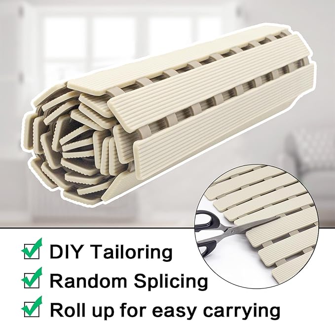 Shower Mat Non Slip Bathtub Mat with Suction Cups and Drain Holes 37.4 x15.7 Inch Bath Mat for Tub & Shower.Easy Dry,Easy to Cut,Eco-Friendly