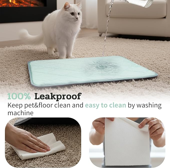 NWK Fluffy Self Warming Cat Mat, Cat Blanket, Thermal Dog Mat, Washable, Non-Slip Bottom for Sofa & Crate & Kennel & Car Seat (Mint Green, X-Large (45'' X 28'' X 0.4''))
