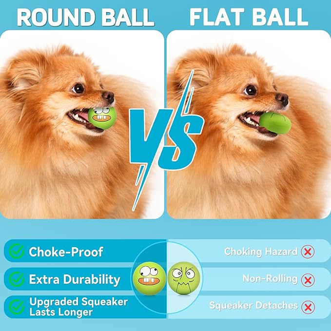 HDSX Squeaky Dog Toys Soft Latex Rubber Squeaky Dog Balls for Puppy Small Pet Dogs (8 Pack) (Round Balls)