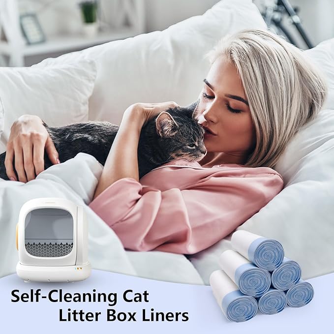120 Count Self-Cleaning Cat Litter Box Liners Bag, Compatible with MW-SC01/SC02/SC09/LR01/LR02, Thick Heavy Duty Drawstring Replacement Cat Litter Box Liners-18"x 12.6"