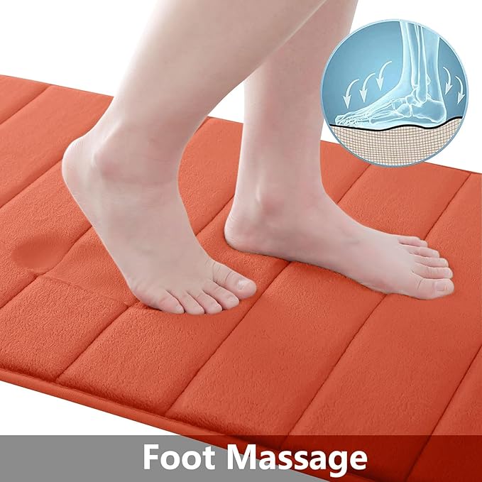 Buganda Memory Foam Bath Mat, 60" x 24", Ultra Soft and Non-Slip Bathroom Rugs, Water Absorbent and Machine Washable Bath Rug Runner for Bathroom, Shower, and Tub, Coral