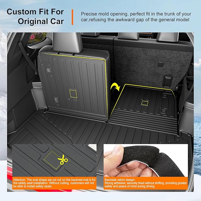 powoq 6&7 Seats Cargo Mat Compatible with 2024-2026 Lexus TX350 TX500H TX550H+ Cargo Liner Trunk Mat Backrest Mats Replacement for 2024 2025 2026 Lexus TX Accessories (Trunk Mat with Backrest Mats)