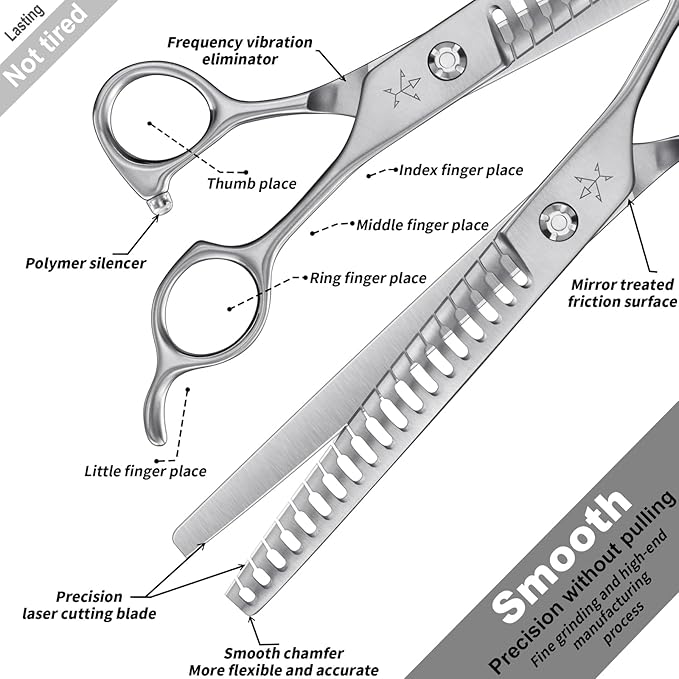 High-end Professional Dog Grooming Thinning Scissors Teeth Cutting Blending Shears Pet Texturizing Shears 7.5 Inch Extremely Very Sharp Stainless Steel Alloy For Cat Other Animals Groomer