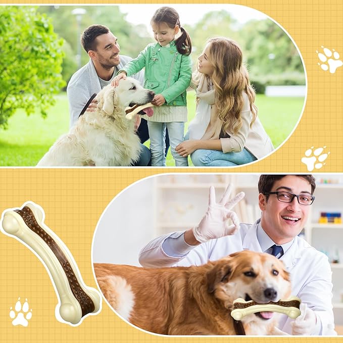 Sosation 6 Pcs Dog Toys for Aggressive Chewers Christmas Nylon Beef Flavor Bones Tough Puppy Teething Toys Puppy Chew Bones for Large Medium Small Breed Dogs Puppies(Large Medium)