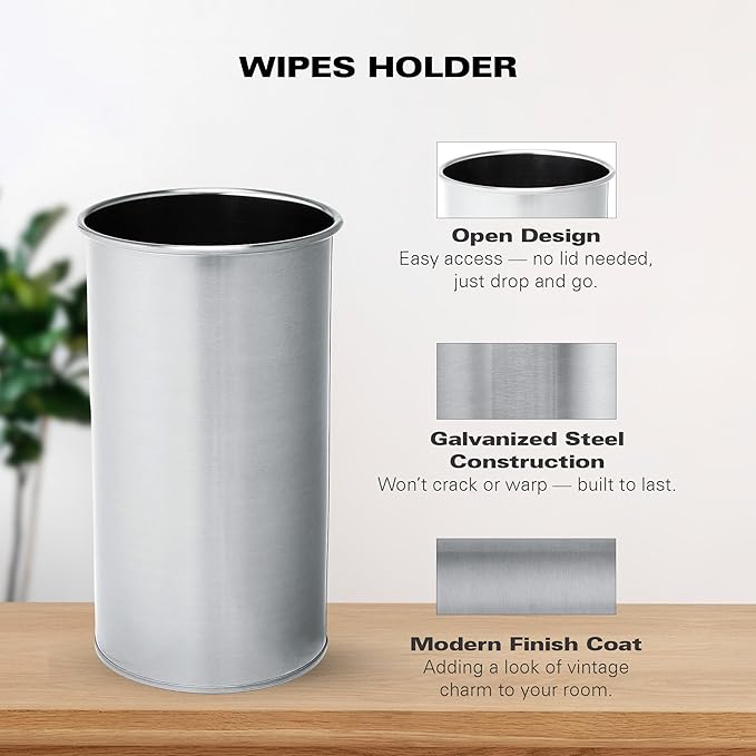 TEKHEUTEN Wipe Holder for Kitchen/Bathroom Counter, Disinfectant Wipe Container, Modern Kitchen Decor, Vintage Countertop Wipe Storage Organizer Caddy, with Silver Finish