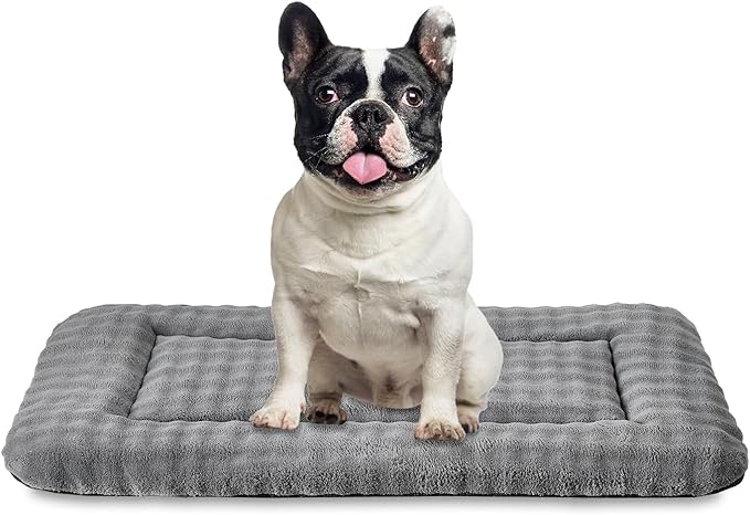 Dog Bed Mat Crate Pad for Medium Dogs, Washable Soft Pet Sleeping Mat Kennel Pad with 3D Bubble Pattern, Grey, 30"x 19"