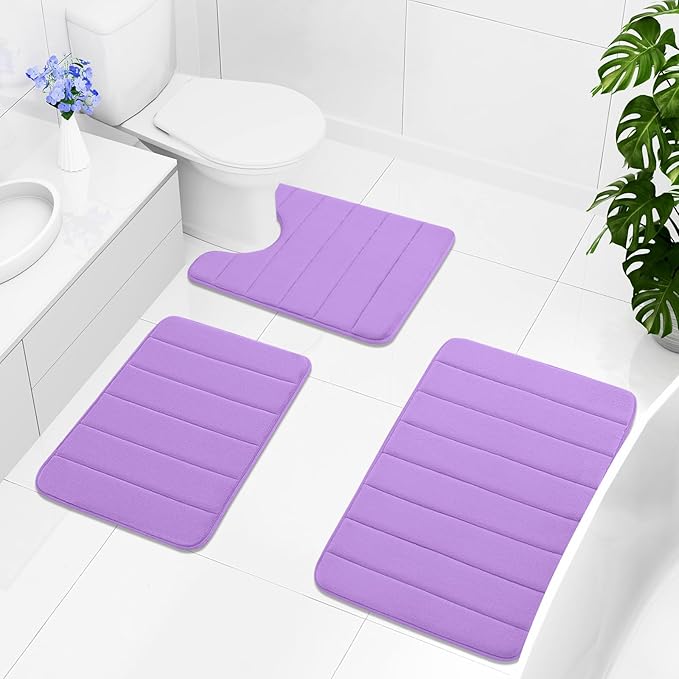 Buganda Memory Foam Bath Mat, 55" x 24", Ultra Soft and Non-Slip Bathroom Rugs, Water Absorbent and Machine Washable Bath Rug Runner for Bathroom, Shower, and Tub, Lavender