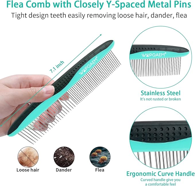5 PCS Self Cleaning Slicker Brush & Pet Grooming Rake & Bath Brush & Nail Clippers & Pet Comb for Dogs and Cats,Professional Deshedding Dematting Tool for Long and Short Haired Pets