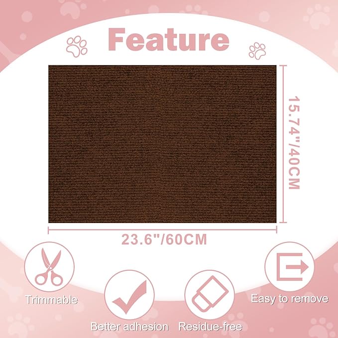 ENONCI 23.6x15.8 Couch Wall Corner Protection for Indoor Cats,Anti Scratch Furniture Protector from Cats Scratching,Trimmable Climbing Cat Scratcher Pad Play Mat Easy Use for Cat Board/Door/Carpet