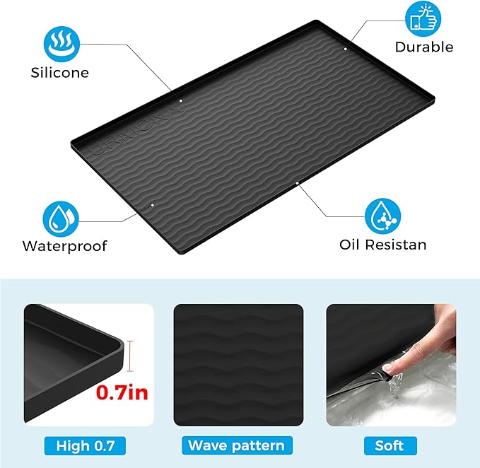 URMONA 28'' x 19'' Waterproof Silicone Under Sink Mat Cabinet and Counter Protector, Shelf Liner for Kitchen and Bathroom, Storage and Organizers, Litter Mat, Pet Cat Puppy Essentials(Brown)