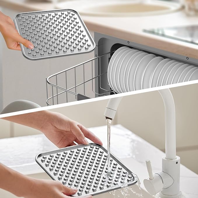 1Pack Stainless Steel Large Lick Mat for Dogs & Cats, Chew-Proof Slow Feeder, Anxiety Reducer, Whisker-Friendly for Cats, Non-Slip Heavy Duty Base, Raw Feeding Pad, Dishwasher Safe