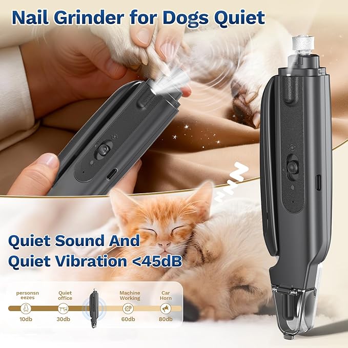 2-in-1 Dog Nail Clippers & Cat Nail Clippers Trimmers for Large Medium Small Dogs Cats Claw Trimmer Quick Sensor and Safety Guard USB Rechargeable with 2 LED Lights Dogs Nail Trimmer (Black)