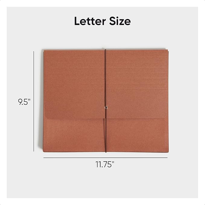 Smead Redrope Expanding File Wallet, Expanding File Organizer, Accordion Folder for Documents, Flap/Cord Closure, 5-1/4" Expansion, Tear-Resistant, Letter Size, 10 per Box (71109)