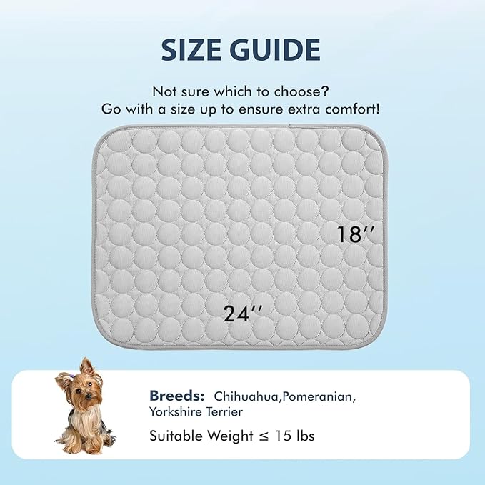 MICROCOSMOS Summer Cooling Mat & Sleeping Pad- Water Absorption Top, Materials Safe, Easy Carry, EZ Clean. Keep Cooling for Pets, Kids and Adults.(Grey, 24" x18")