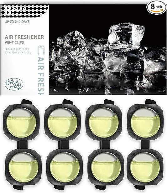 Car Air Freshener Vent Clips, 8 Pack, Provides Long-Lasting Scent, Up to 240 Days, Odor Eliminator (Ice Scent)