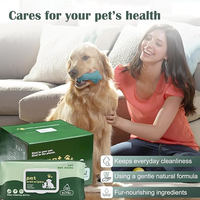 400 Pack Dog Wipes for Paws and Butt Unscented Hypoallergenic Pet Grooming Wipes Gentle Earth-Friendly Cleaning Wipes for Puppies, Kittens & Senior Pets Deodorizing Waterless Bathing Wipes