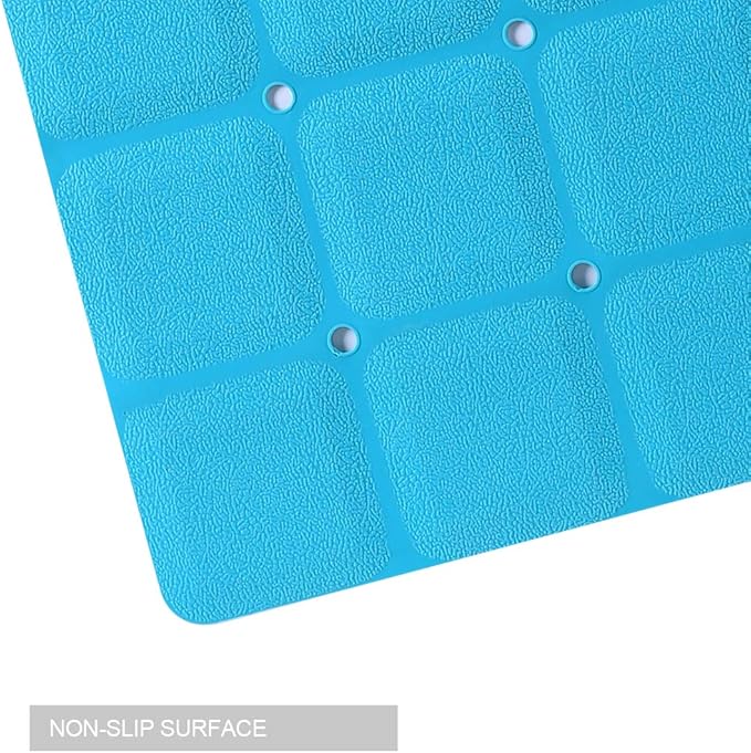 Foldable Non Slip Silicon Bath Mat Bathtub mat Shower mats no Suction Cups for Textured Tub and Reglazed Tub(Foldable-Blue, 28-inch x 14-inch)