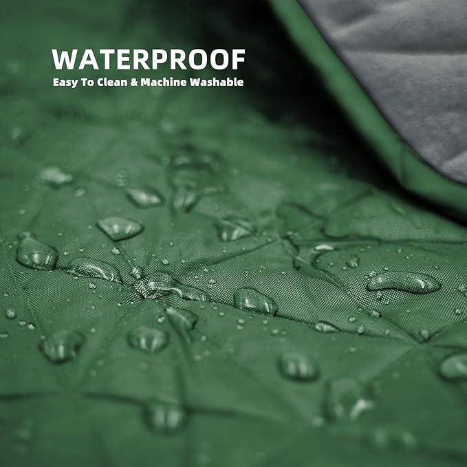 KawaGebo Kamp Outdoor Waterproof Blanket, Foldable Fleece Stadium Blanket for Outdoor Sports Event, Camping, Car, Pet, Picnics - Windproof, Wearable, Machine Washable 80" x 58" (Green,Hooded)