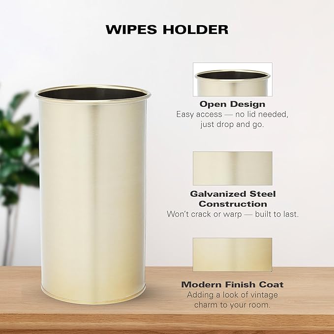 TEKHEUTEN Wipe Holder for Kitchen/Bathroom Counter, Disinfectant Wipe Container, Modern Kitchen Decor, Vintage Countertop Wipe Storage Organizer Caddy, with Gold Finish