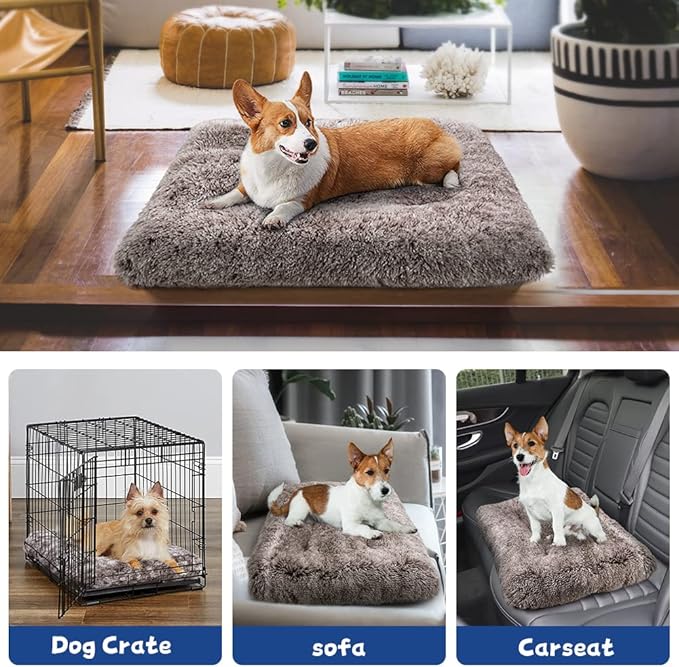 ULIGOTA Dog Bed Crate Pad Plush Soft Dog Crate Bed for Small Medium Large Dogs and Cats Washable Anti-Slip Kennel Crate Mats for Sleeping and Anti AnxietyS