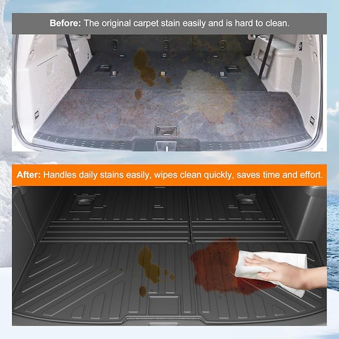 powoq Cargo Mat Compatible with 2009-2015 Honda Pilot Trunk Mat Cargo Liner Backrest Liner TPE Replacement for 2009-2011 2012 2013 2014 2015 Honda Pilot Accessories (Trunk Mat with Backrest Mats)