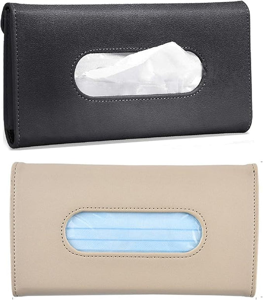 2 PCS Car Tissue Holder Sun Visor Napkin Holder with Tissue Refill Car Mask Holder PU Leather Tissue Box Tissue Box Holder Hanging Tissue Holder Mask Dispenser for Car