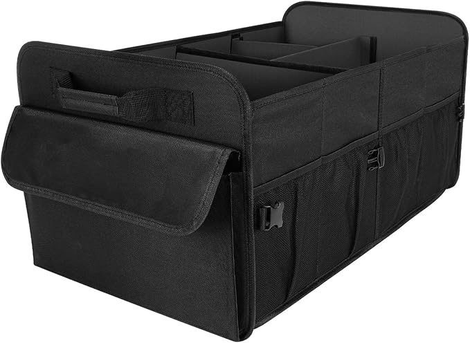 Large 72L Car Trunk Organizer - Collapsible Car Accessories for Women, Trunk Organizer for SUV, Grocery Storage Organizer with Non-Slip Bottom (Black)