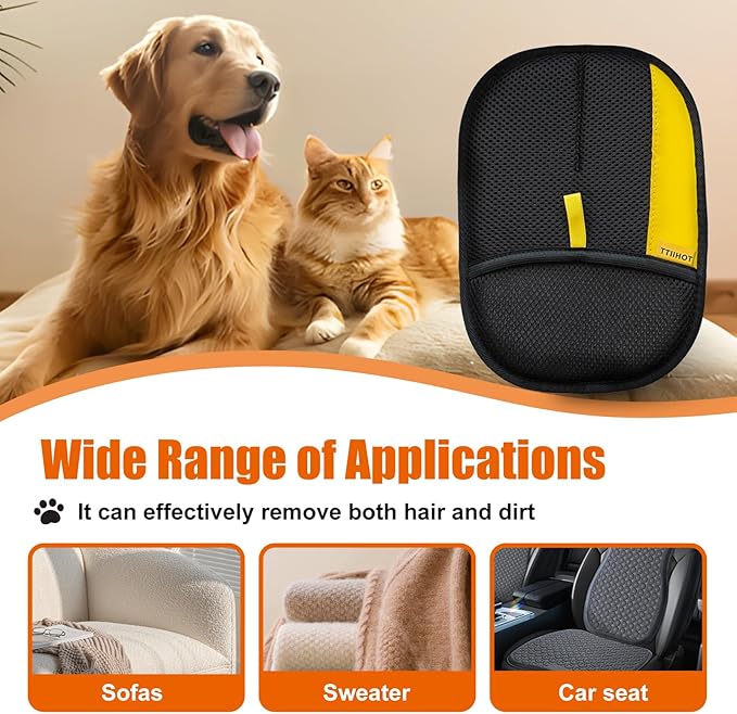 Electrostatic Gloves for Pet Hair Removal: Upgraded 2PCS Animal Fur Removal Tool for Dogs&Cats Efficient Reusable Pet Hair Remover for Couch Carpet Car Seat Clothing Quick Clean (2 pcs-Black)