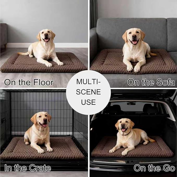 Dog Bed Mat - Dog Crate Pad - Reversible Mat for Pet Comfort - Soft Bed Crate Pads for All Seasons - Durable, Machine Washable Mat for Crates, Travel, and Home (Dark Brown, 35" L*23" W*1.5" Th)