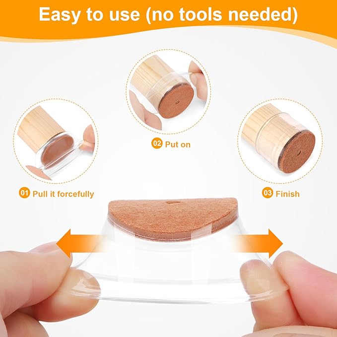 CHUNZEXI 36 Pack Chair Leg Floor Protectors for Hardwood Floors, Silicone Felt Covers Pads Caps, Protect Wood Furniture Feet Floors Noise Reduce and Scratch (Universal Large & Clear)